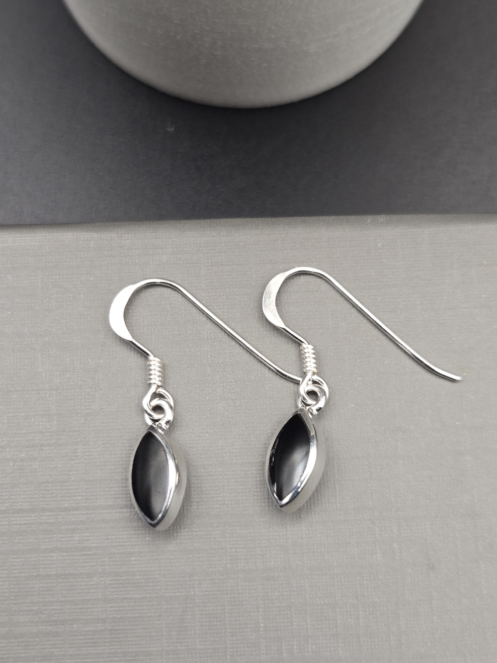 .925 Sterling Silver Black Onyx Drop Earrings - Women Jewelry ,Small